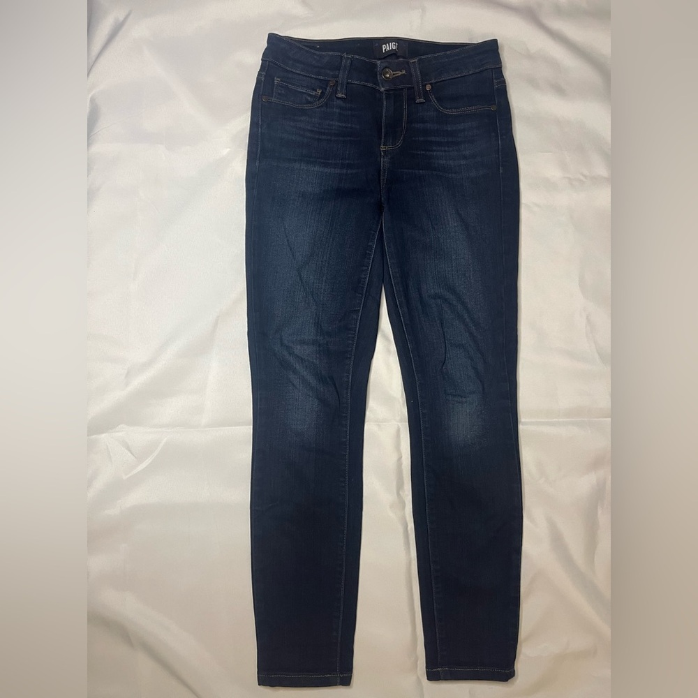 PAIGE Verdugo Ankle Blue Wash Distressed Denim Jeans Womens - Size 25